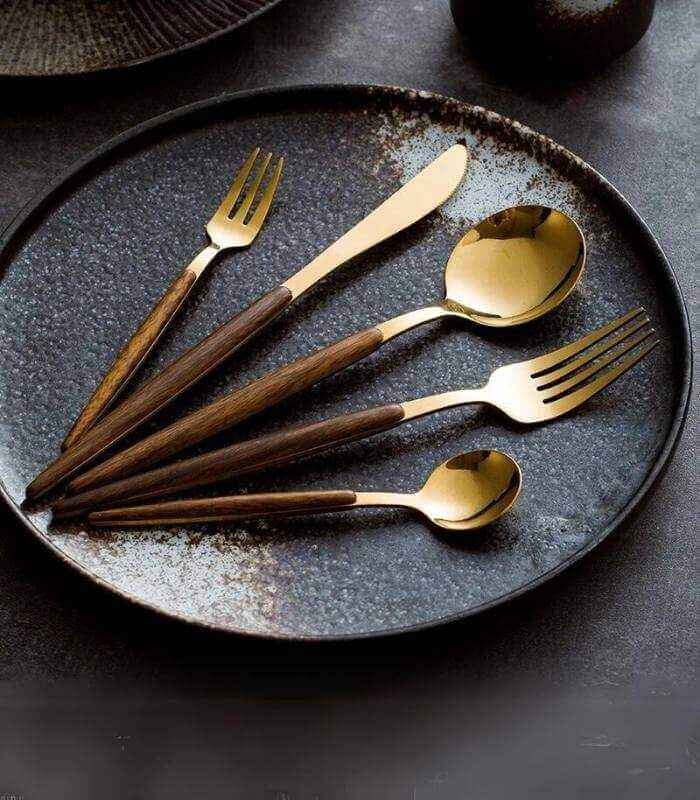 Stainless Steel Cutlery Set - TimberCraft 30-Piece Collection