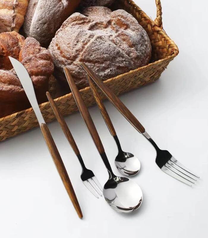 Stainless Steel Cutlery Set - TimberCraft 30-Piece Collection