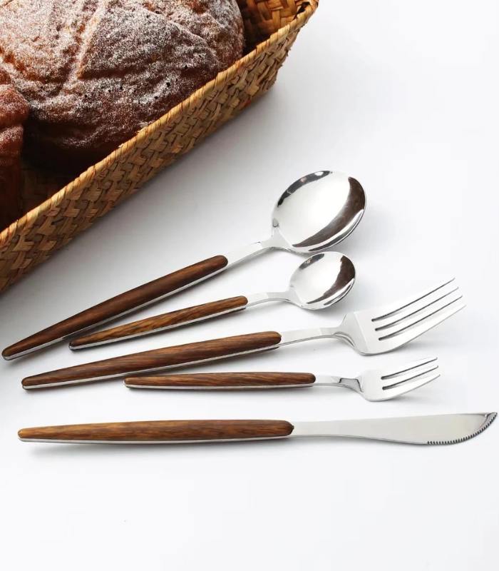 Stainless Steel Cutlery Set - TimberCraft 30-Piece Collection
