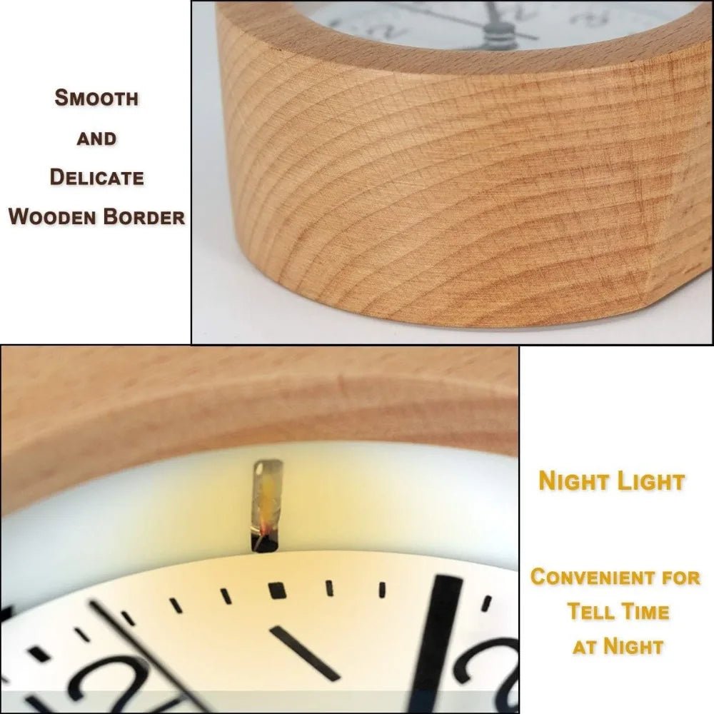Serene Alarm Clock - Luminara Wood Design with Gentle Glow