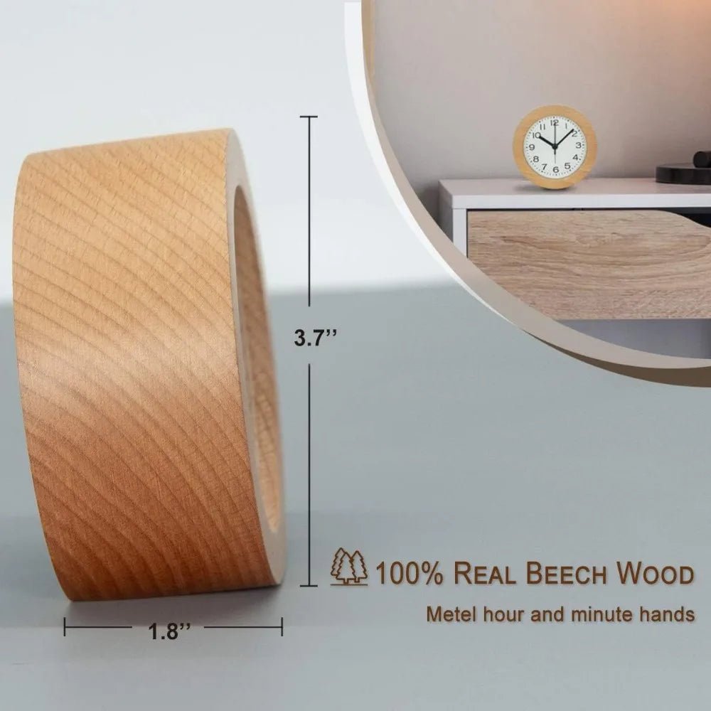 Serene Alarm Clock - Luminara Wood Design with Gentle Glow