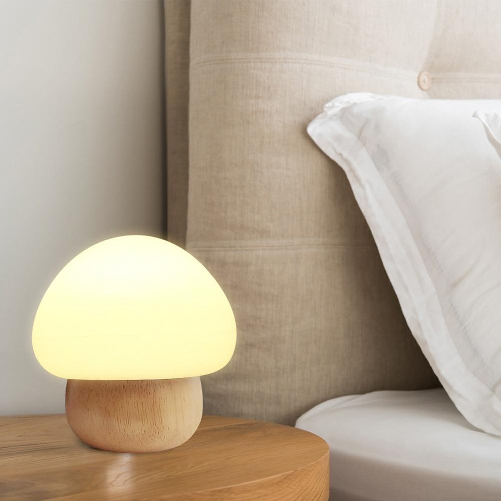 Wooden Mushroom Night Light - LuminaCraft
