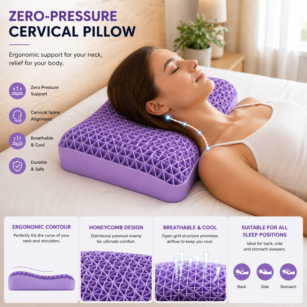 Zero-Pressure Cervical Pillow - LumaSleep