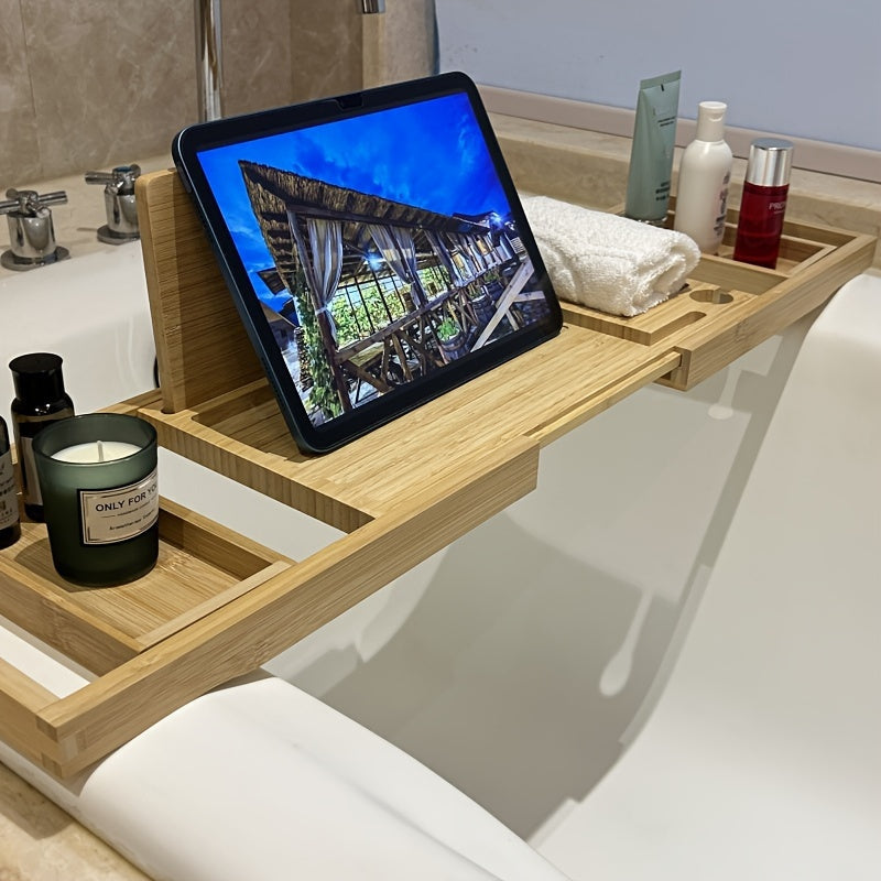 Bamboo Bathtub Tray with Adjustable Sides - AquaNest
