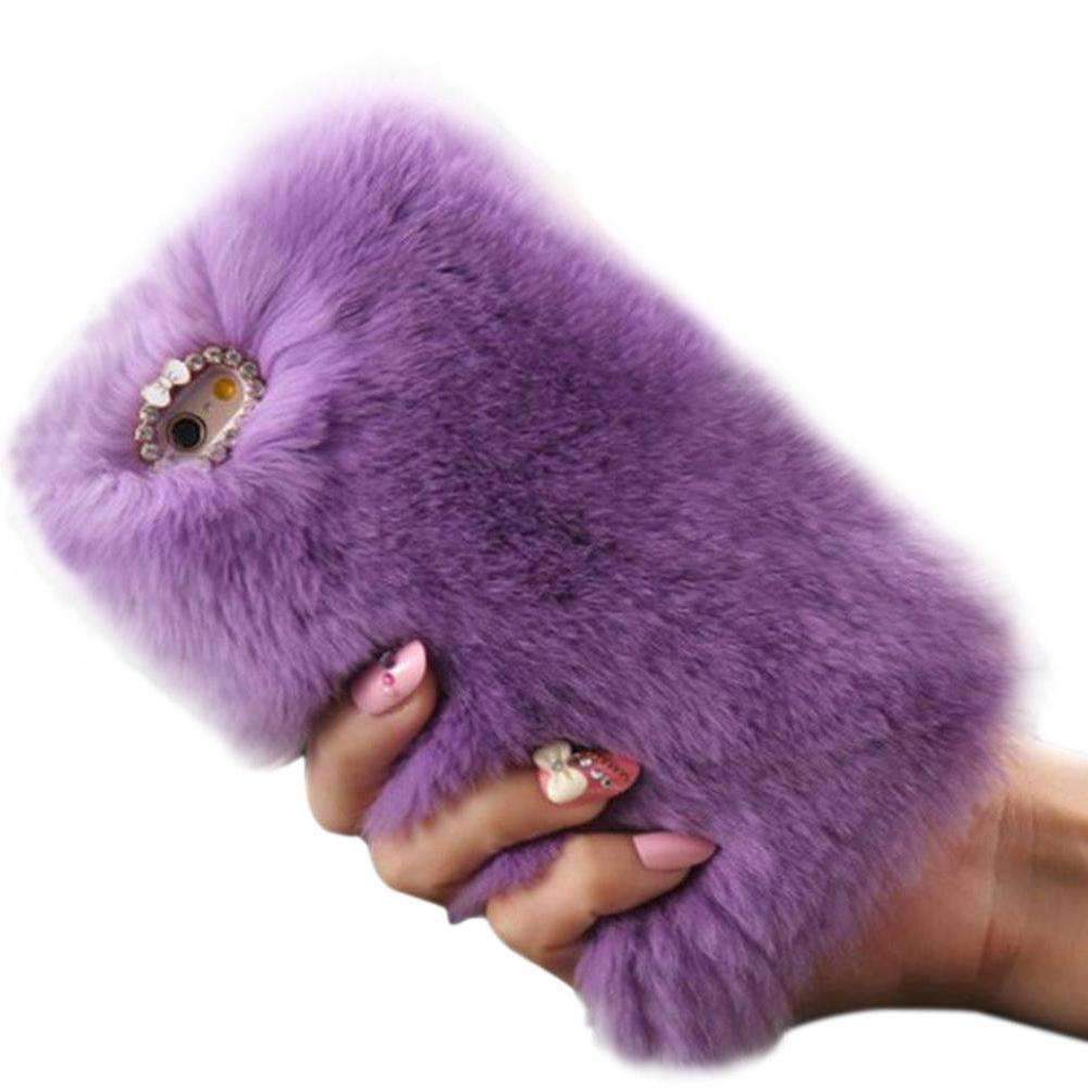 Plush Rabbit Phone Case with Diamond Crystal - LuxeFur