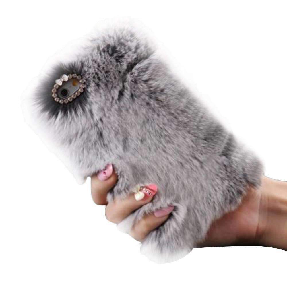 Plush Rabbit Phone Case with Diamond Crystal - LuxeFur