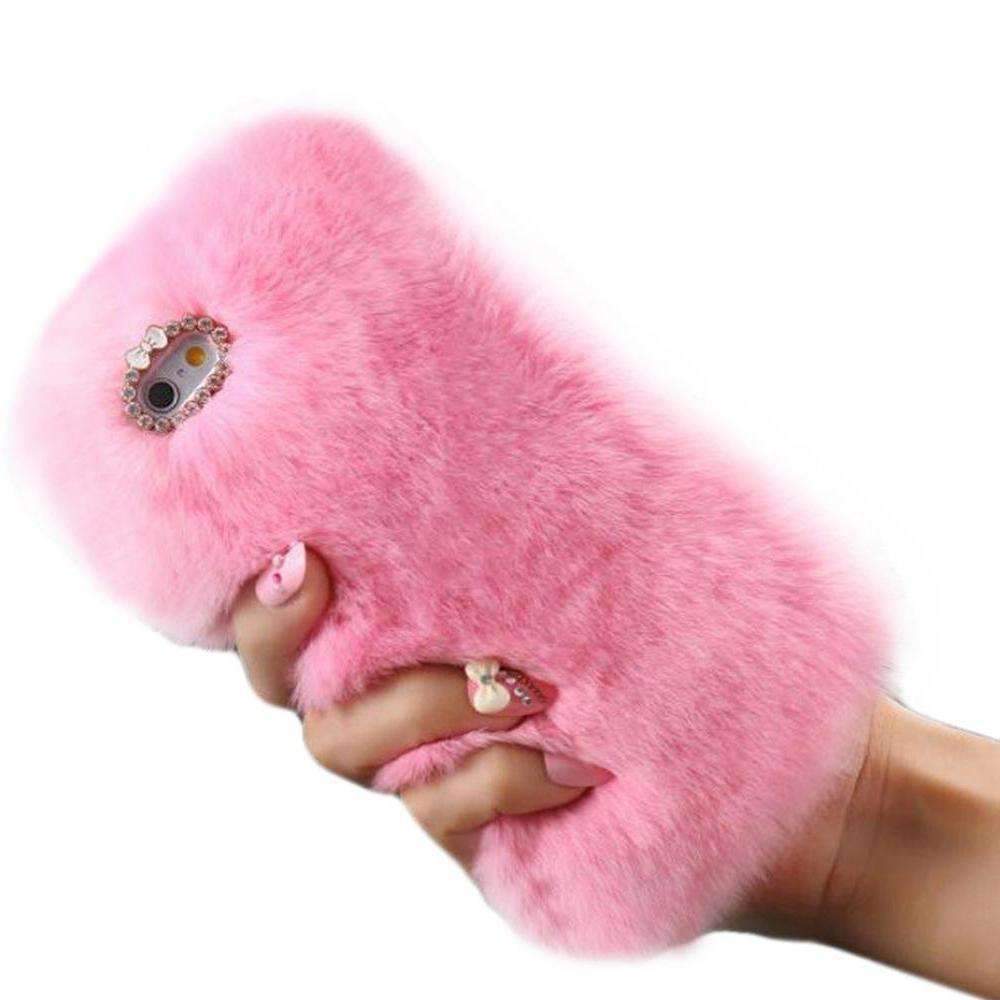 Plush Rabbit Phone Case with Diamond Crystal - LuxeFur
