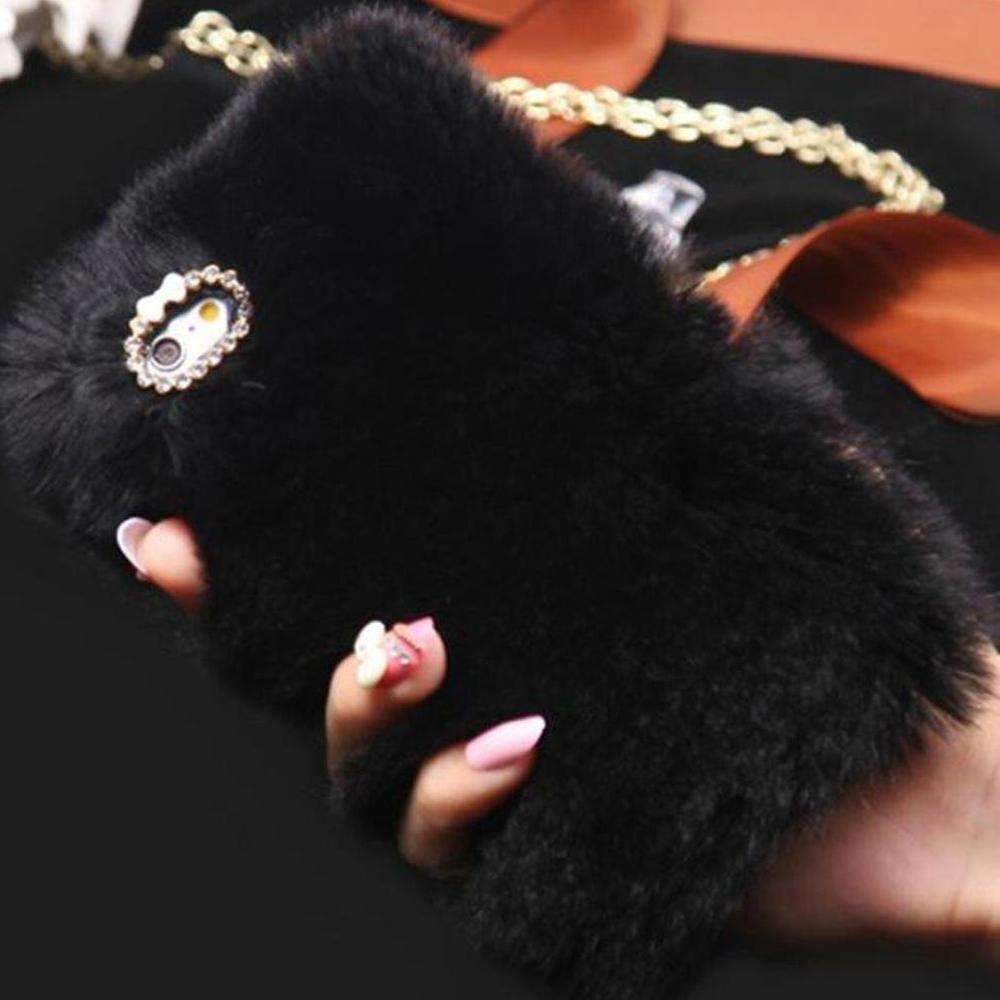 Plush Rabbit Phone Case with Diamond Crystal - LuxeFur