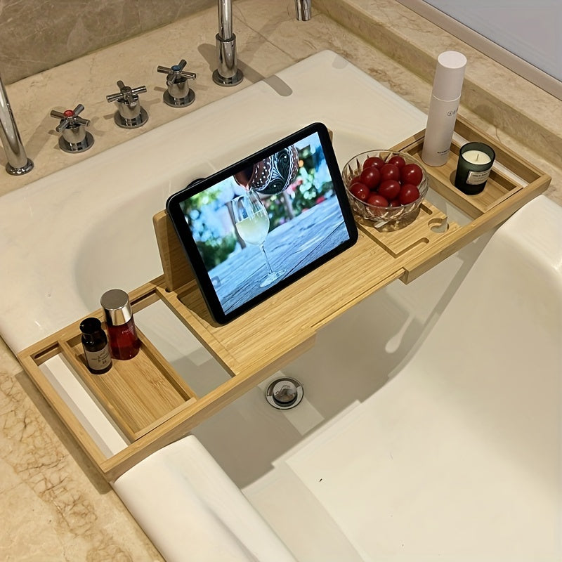 Bamboo Bathtub Tray with Adjustable Sides - AquaNest