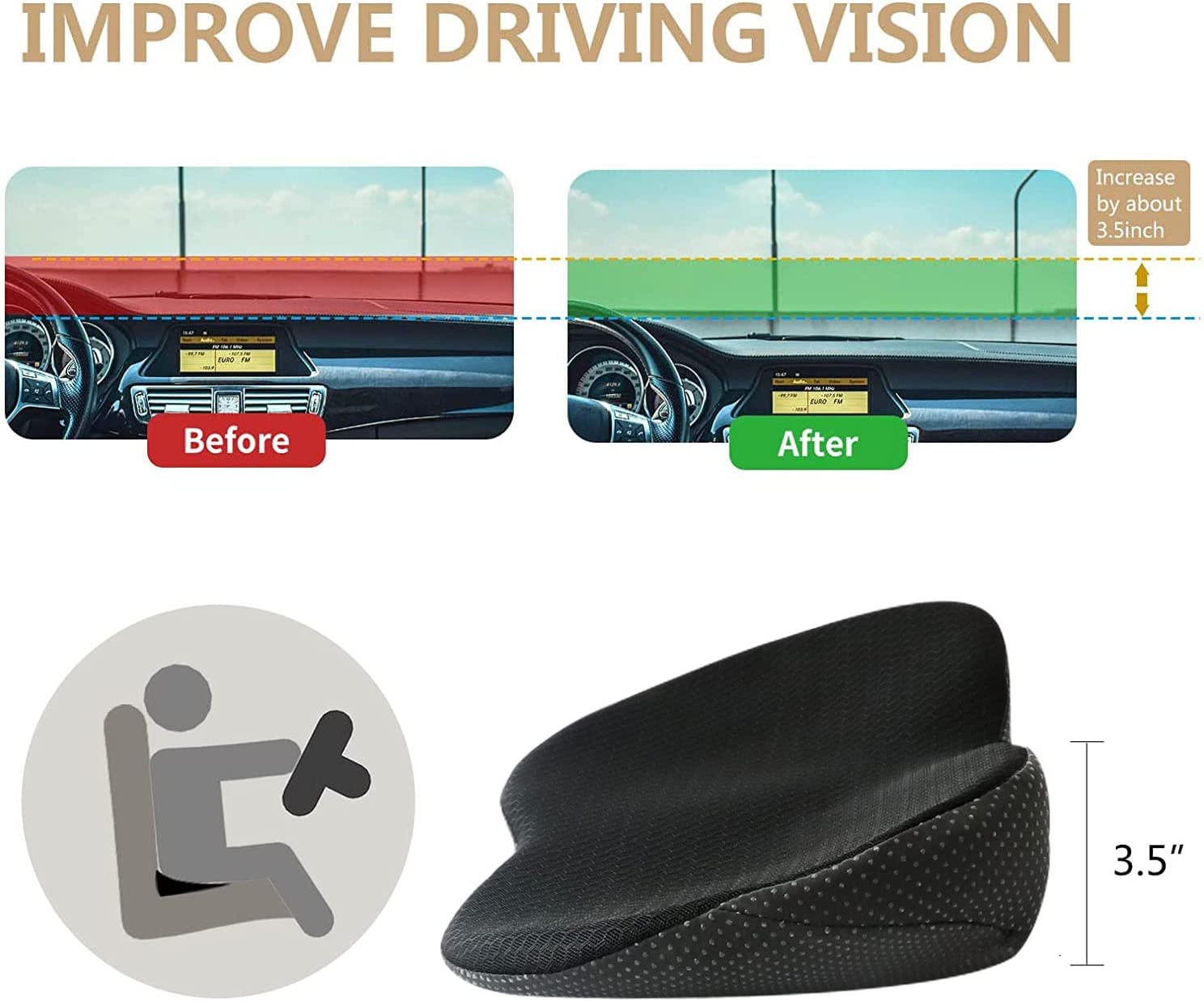 Ergonomic Memory Foam Car Seat Cushion - ComfortNest