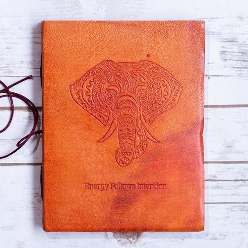 Elephant Yoga Leather Journal - Artisan Crafted by ZenCraft