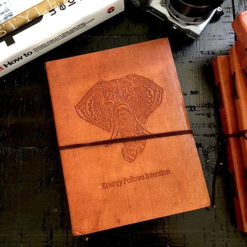 Elephant Yoga Leather Journal - Artisan Crafted by ZenCraft