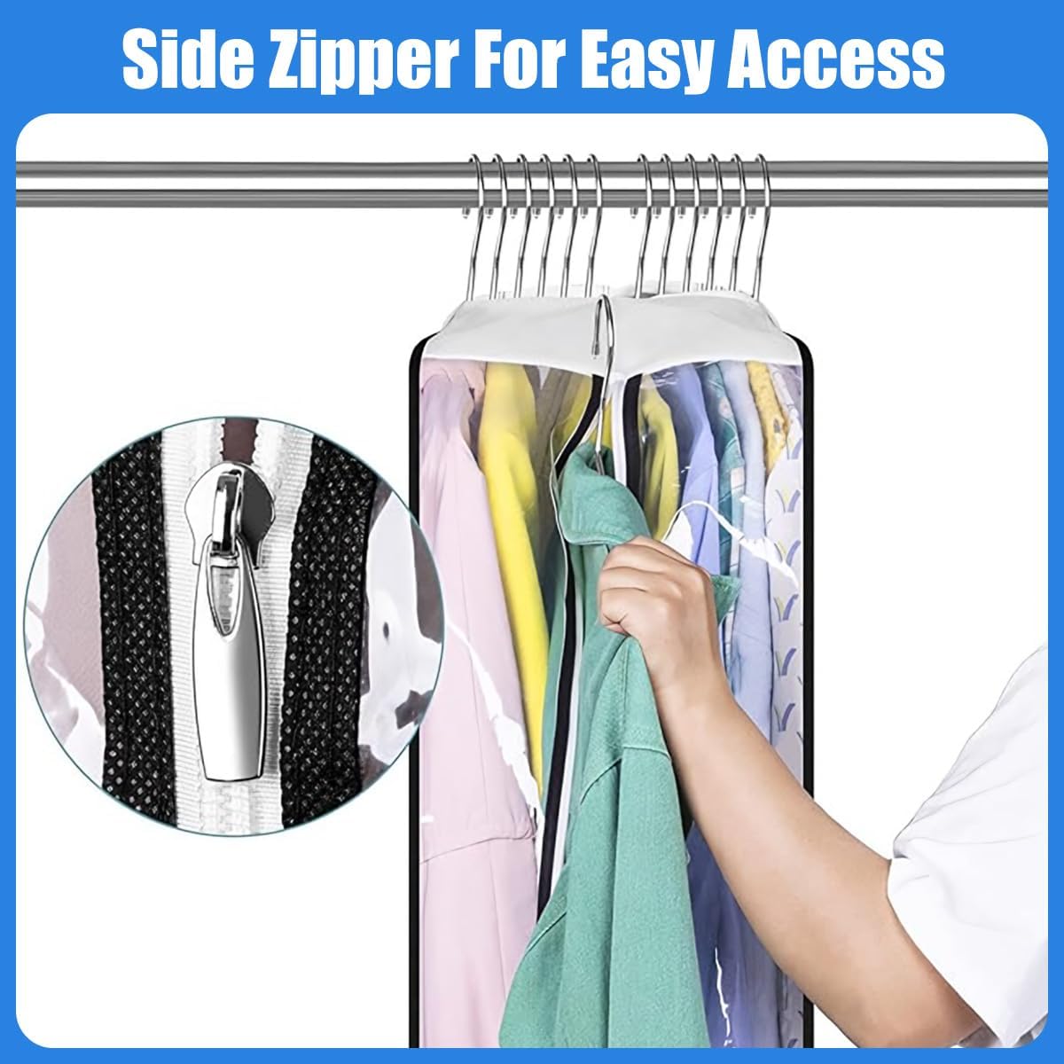Clear Garment Bags with Side Zipper - LuxeStorage