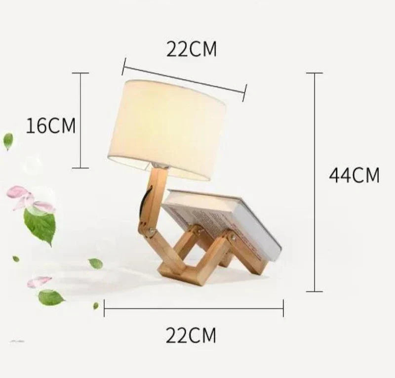 Wooden Table Lamp with Book Holder - LuminaCraft