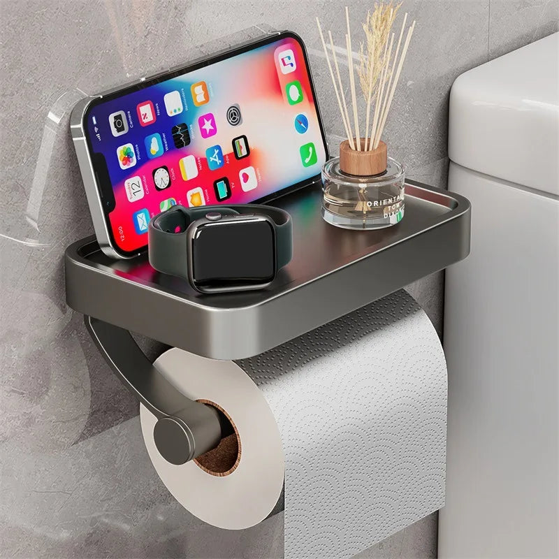 Toilet Paper Holder with Shelf - LuxeHome Essentials
