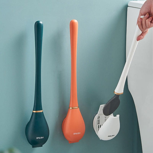 Silicone Toilet Brush with Drip Tray - Luxora Home