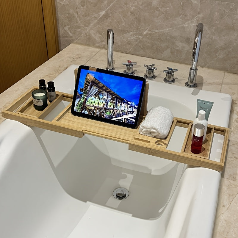 Bamboo Bathtub Tray with Adjustable Sides - AquaNest