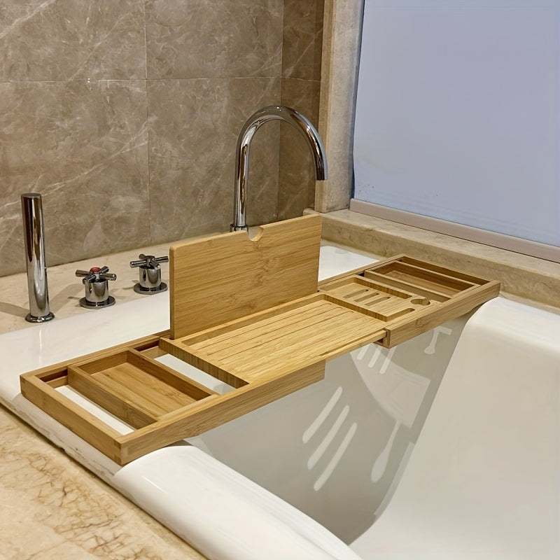 Bamboo Bathtub Tray with Adjustable Sides - AquaNest