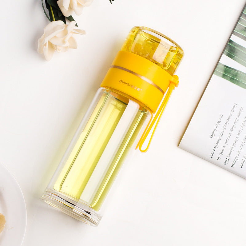 Double-Walled Glass Water Bottle with Infuser - AquaPure