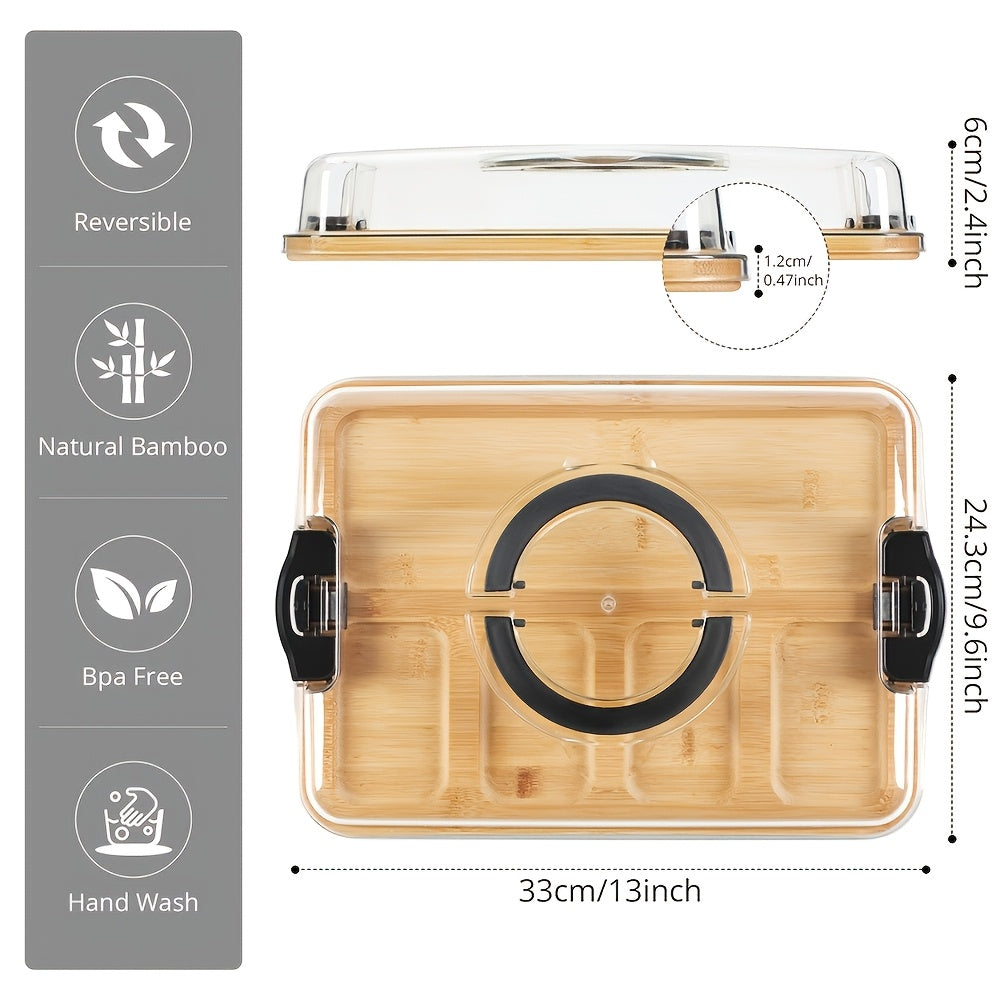 Bamboo Charcuterie Tray with Locking Lid - LuxeServe