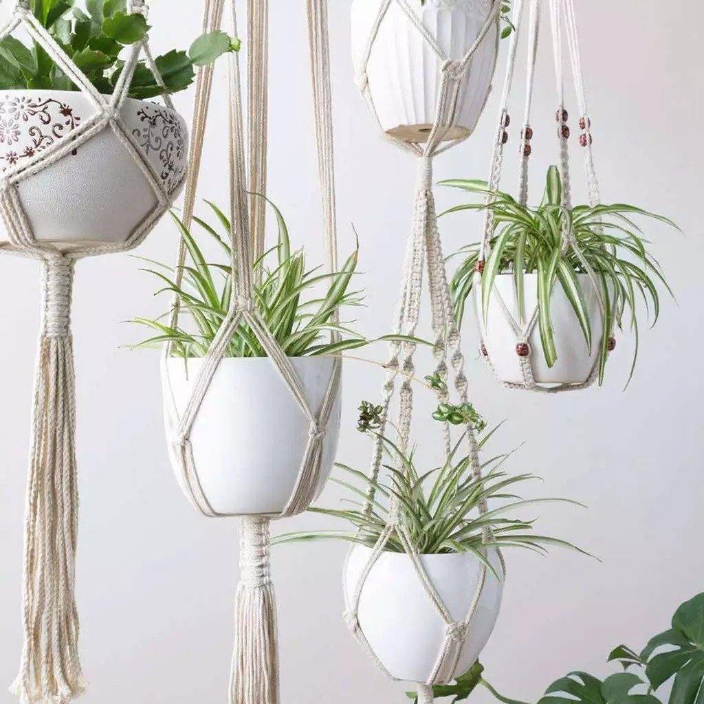Boho Macrame Plant Holder Set - Artisan Home Decor
