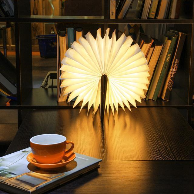 Wood Book LED Lamp - LuminaCraft