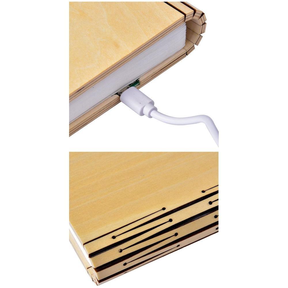 Wood Book LED Lamp - LuminaCraft