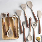 Silicone Kitchen Utensils with Wooden Handle - CulinaryCraft