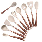 Silicone Kitchen Utensils with Wooden Handle - CulinaryCraft