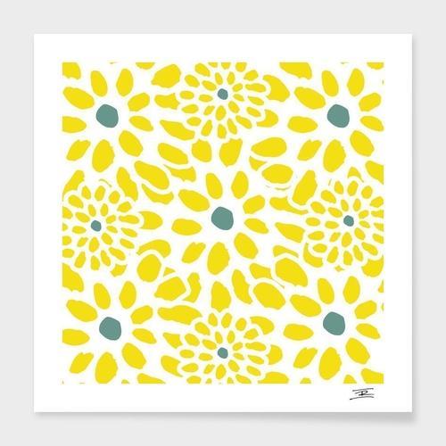 Yellow Floral Art in Elegant Frame - BloomAura