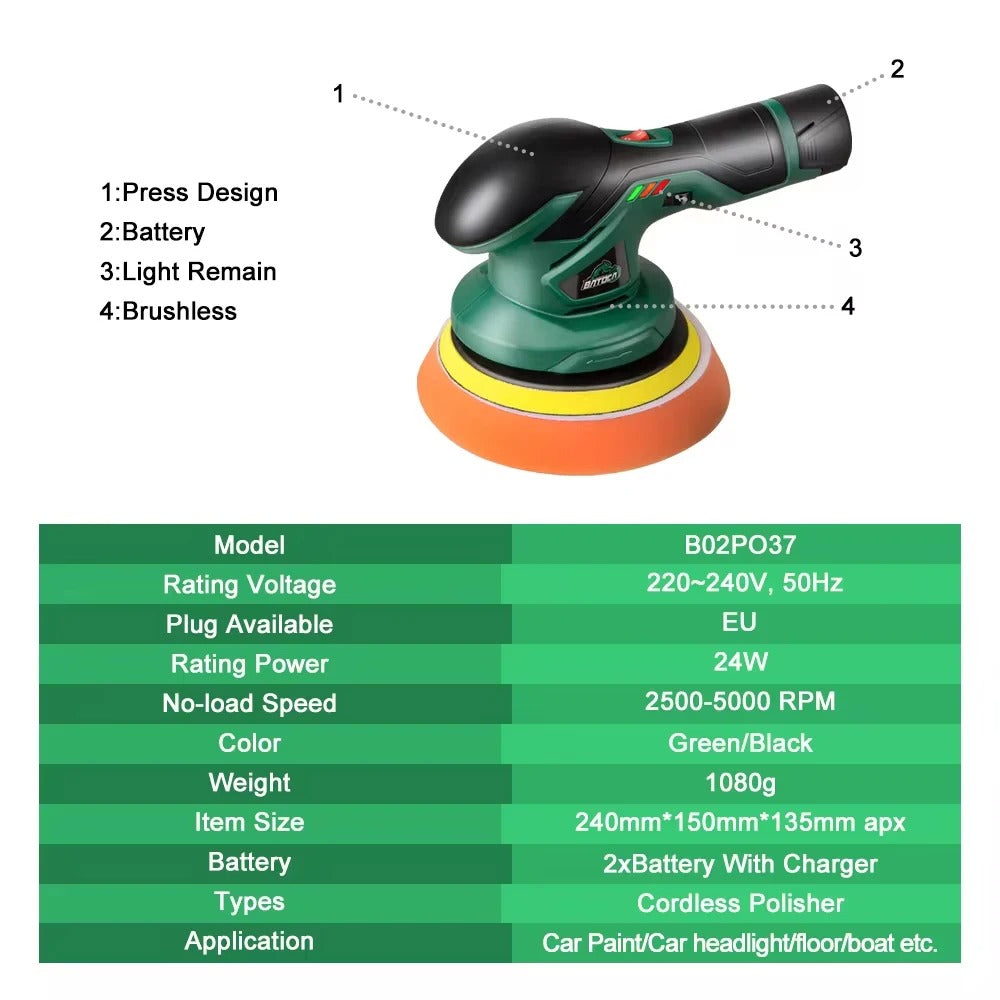 Cordless 12V Dual Action Polisher - LuxeDetail Pro