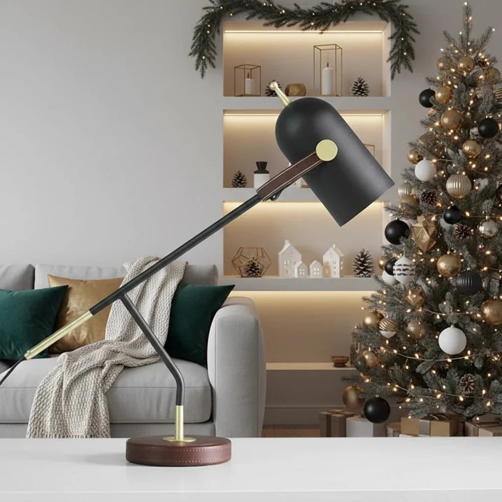 LuxeGlow Modern Metal Table Lamp - Warm LED Ambient Light
