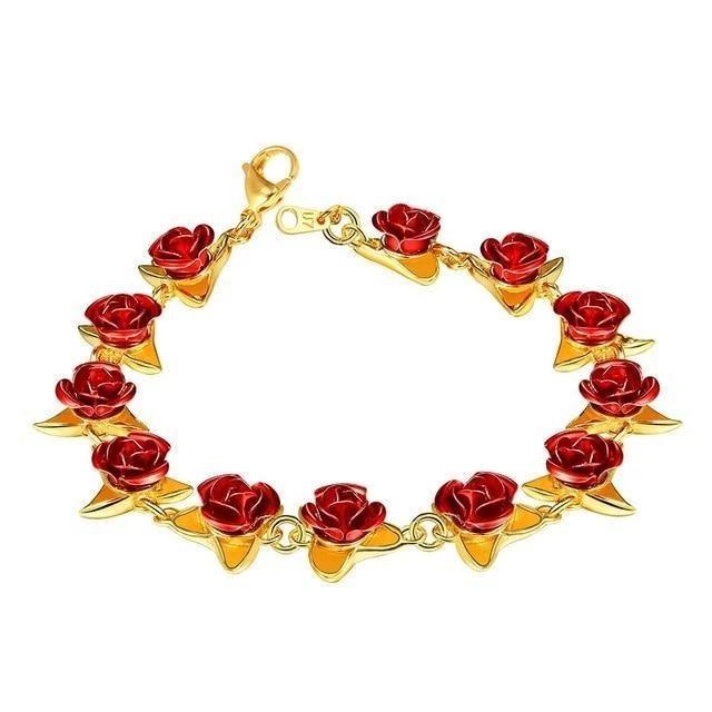 Red Roses Charm Bracelet - Luxe Bloom Jewelry