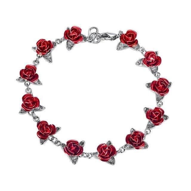 Red Roses Charm Bracelet - Luxe Bloom Jewelry