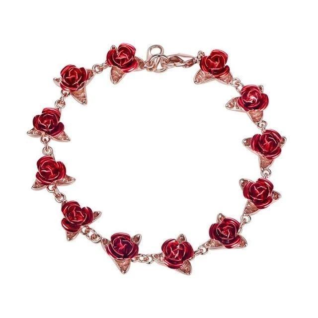 Red Roses Charm Bracelet - Luxe Bloom Jewelry