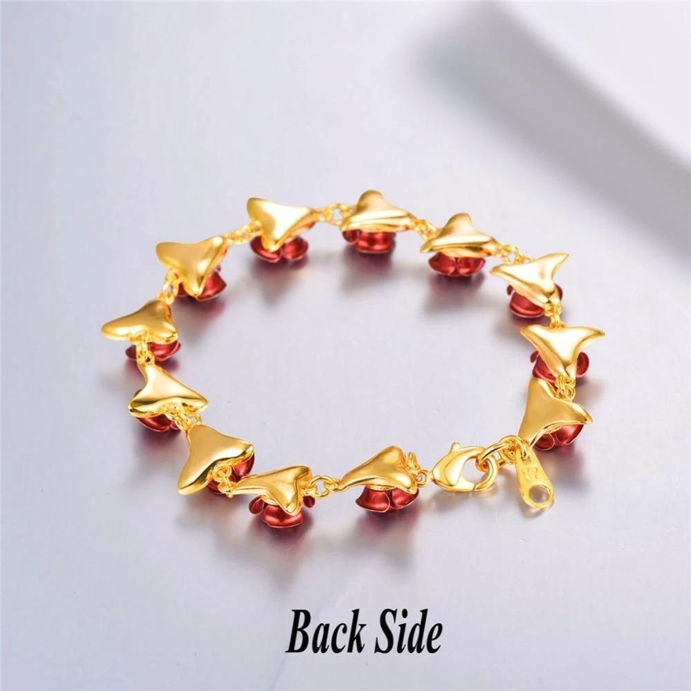Red Roses Charm Bracelet - Luxe Bloom Jewelry