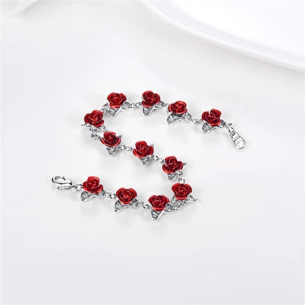 Red Roses Charm Bracelet - Luxe Bloom Jewelry