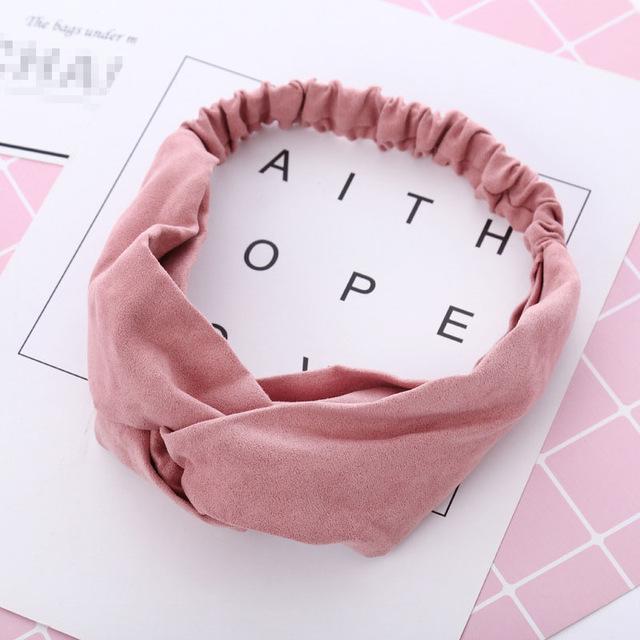 Vintage Suede Cross Knot Headband - LuxeAura