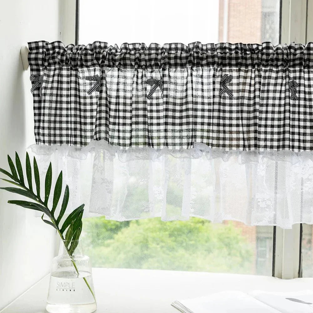 Checked Lace Short Curtain - LuxeHome Decor