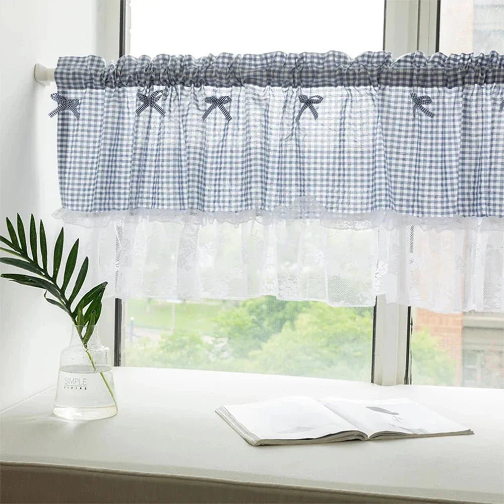 Checked Lace Short Curtain - LuxeHome Decor