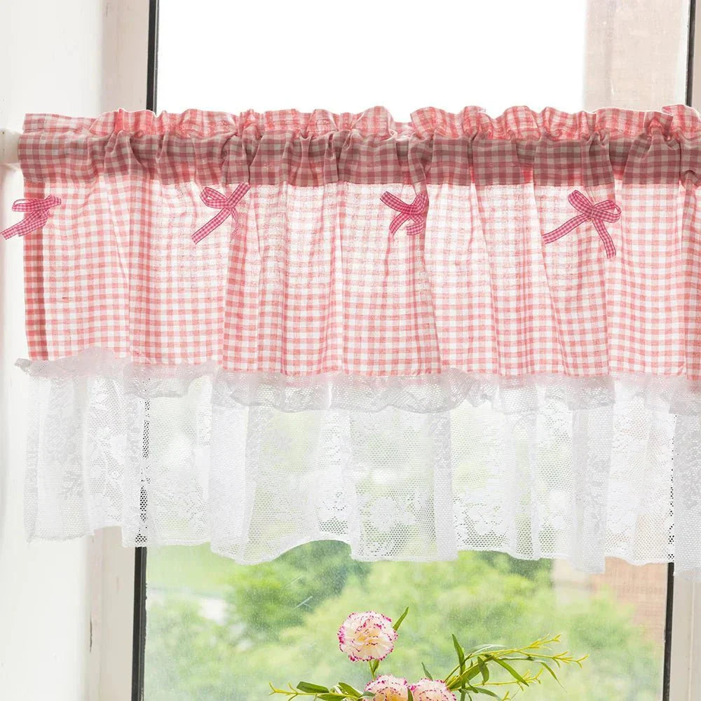 Checked Lace Short Curtain - LuxeHome Decor