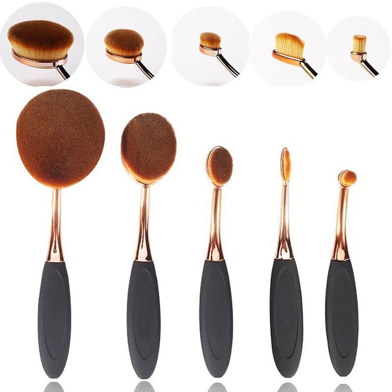 Oval Makeup Brush Set - LuxeGlow 5-Piece Collection