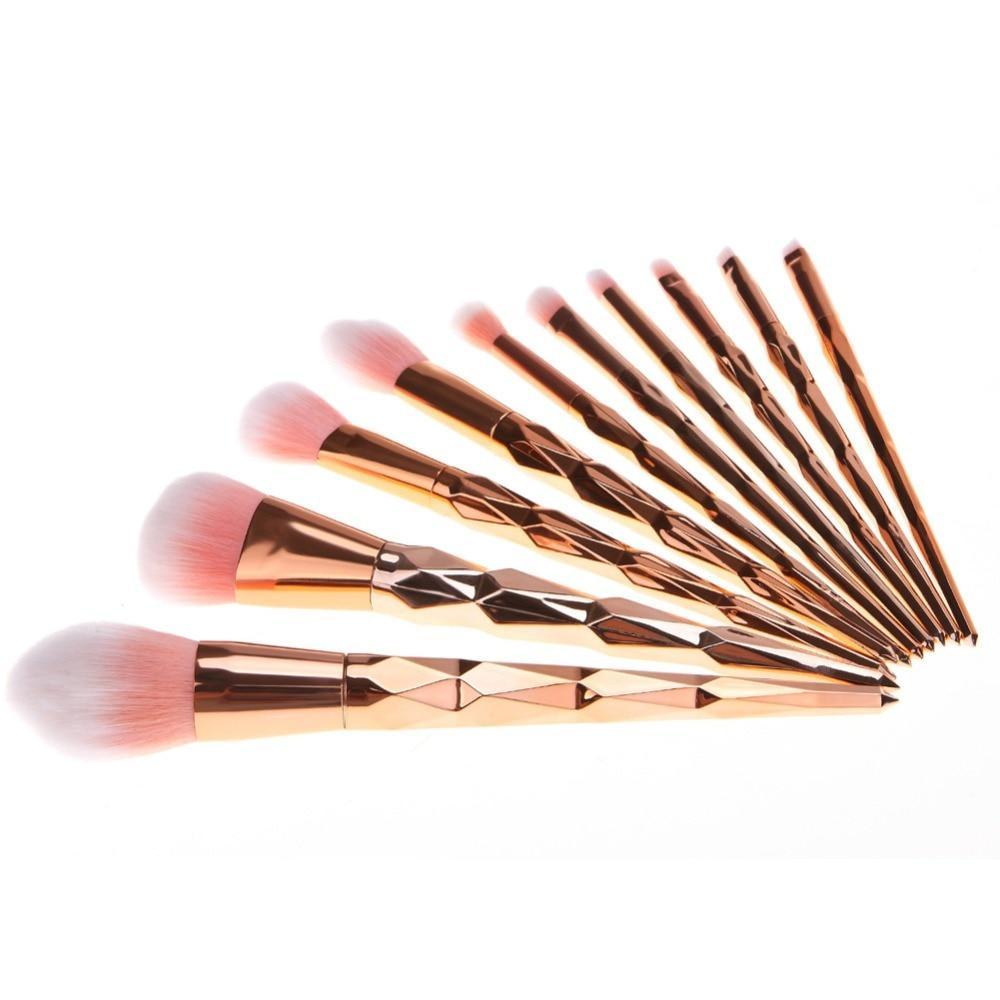 Gold Makeup Brush Set - LuxeGlow 10-Piece Collection