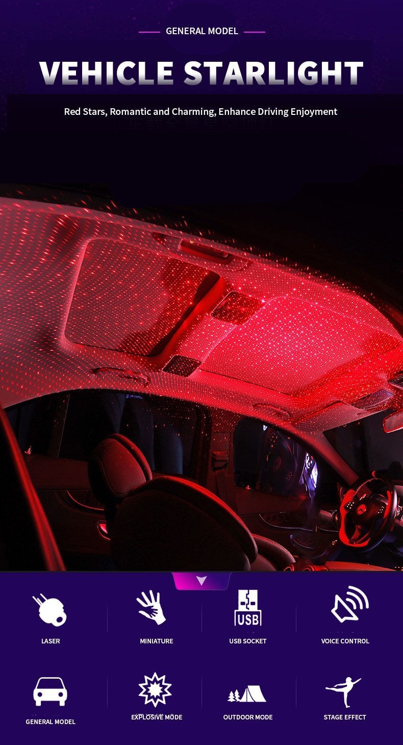 Starry Car Atmosphere Lamp - LuminousDrive