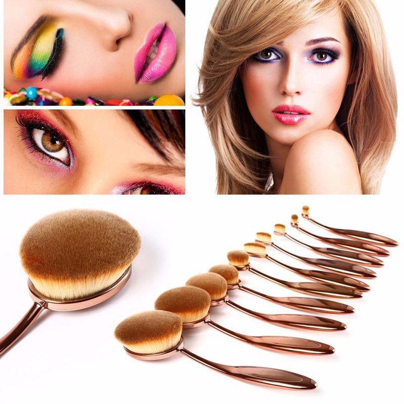 Oval Makeup Brush Set - LuxeGlow 10-Piece Collection