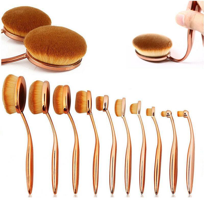 Oval Makeup Brush Set - LuxeGlow 10-Piece Collection