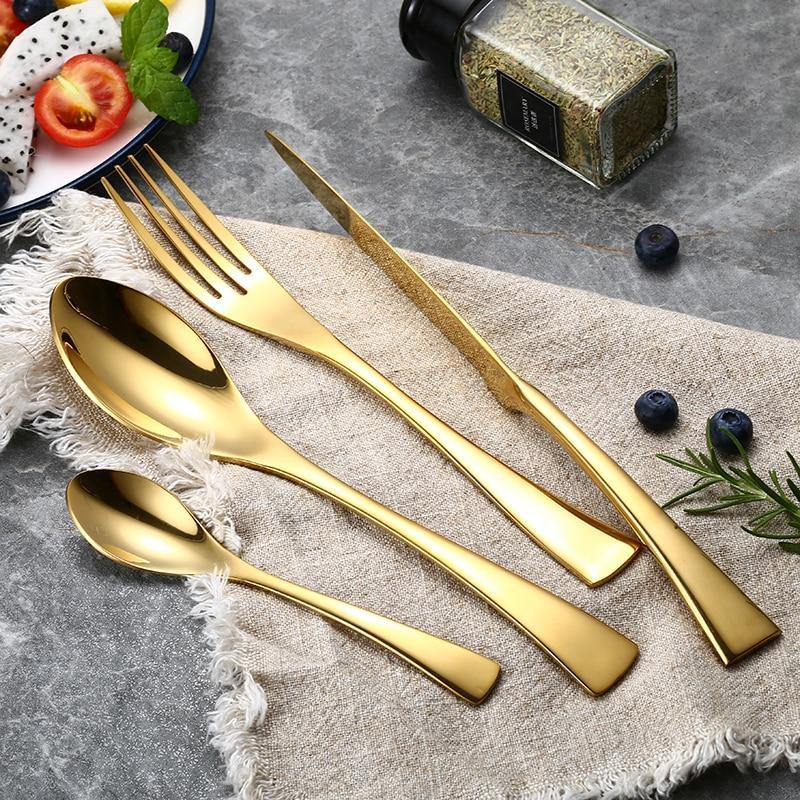 Gold Silverware Set - LuxeCraft 4-Piece Elegant Dining Collection