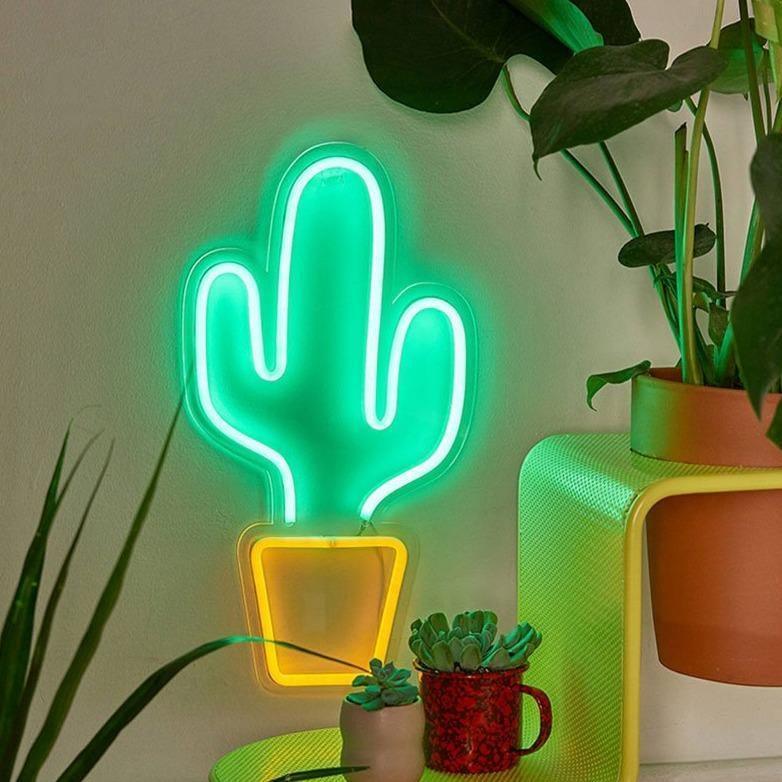 Neon Cactus Wall Art - LumaGlow Decor