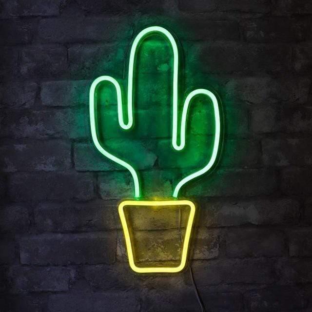 Neon Cactus Wall Art - LumaGlow Decor