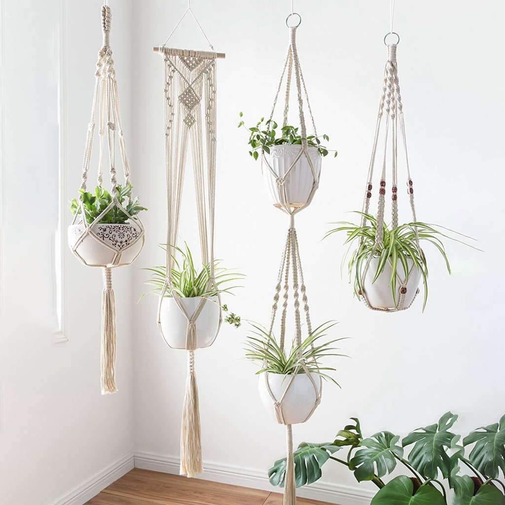 Boho Macrame Plant Holder Set - Artisan Home Decor